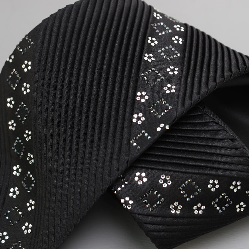 ステファノリッチ ネクタイ｜シルク プリーツ ブラック/黒