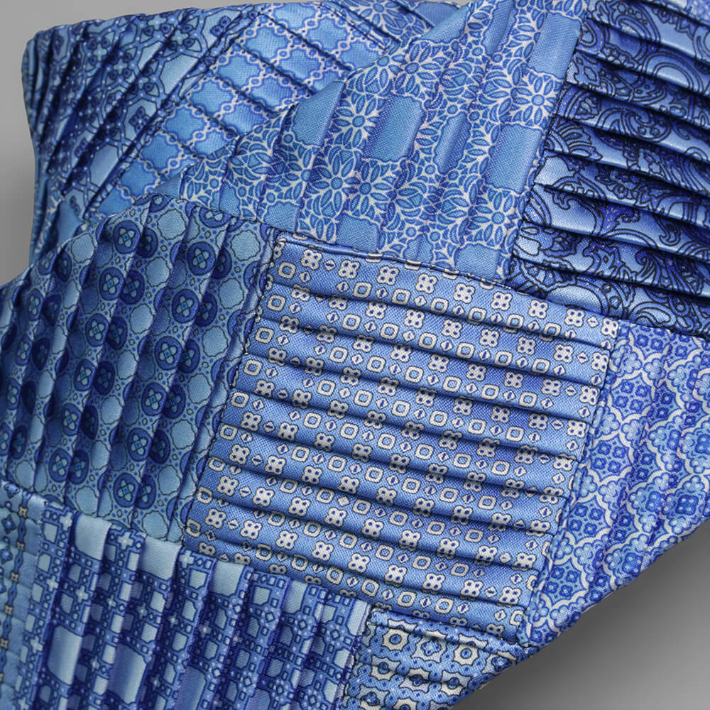 極美品 ステファノリッチ パッチワーク プリーツ加工 シルク100% ネクタイ STEFANO RICCI／ステファノリッチ】シルクネクタイ パッチワーク