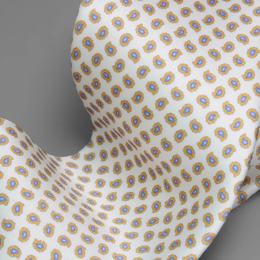 [Stefano Ricci] Necktie | Silk stretch mini paisley ivory beige (ste00941)