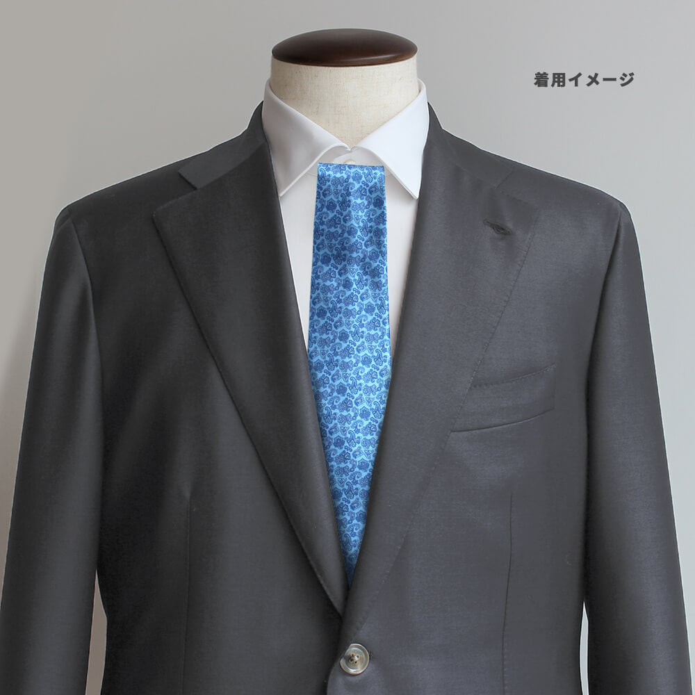 [Stefano Ricci] Necktie | Silk Stretch Paisley Paisley Blue (ste00943)