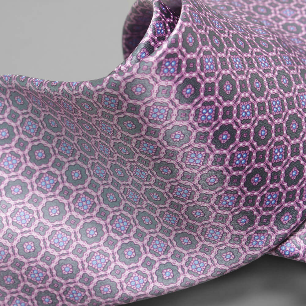 [Stefano Ricci] Tie | Silk print pink gray (ste00946)