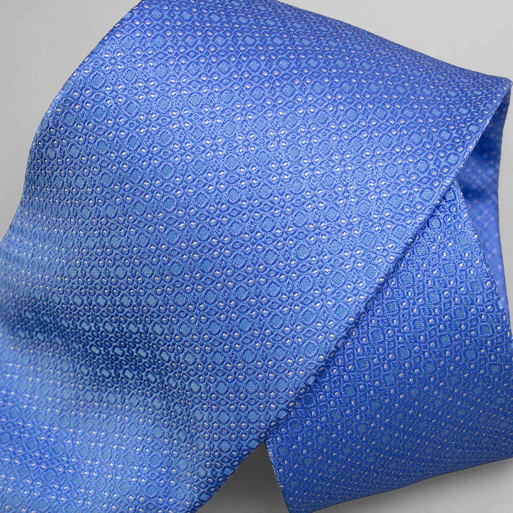 サックスブルーのシルクネクタイに繊細な小紋柄が織り込まれたステファノリッチのジャカードタイ / Stefano Ricci jacquard silk necktie in sky blue with fine geometric pattern
