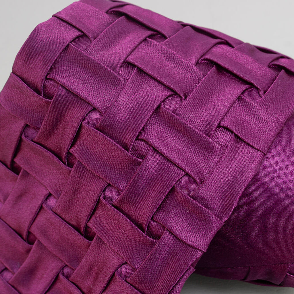 ステファノリッチ製、ディープパープルの編み込み風プリーツネクタイ｜Deep purple pleated tie with woven-like folds by Stefano Ricci