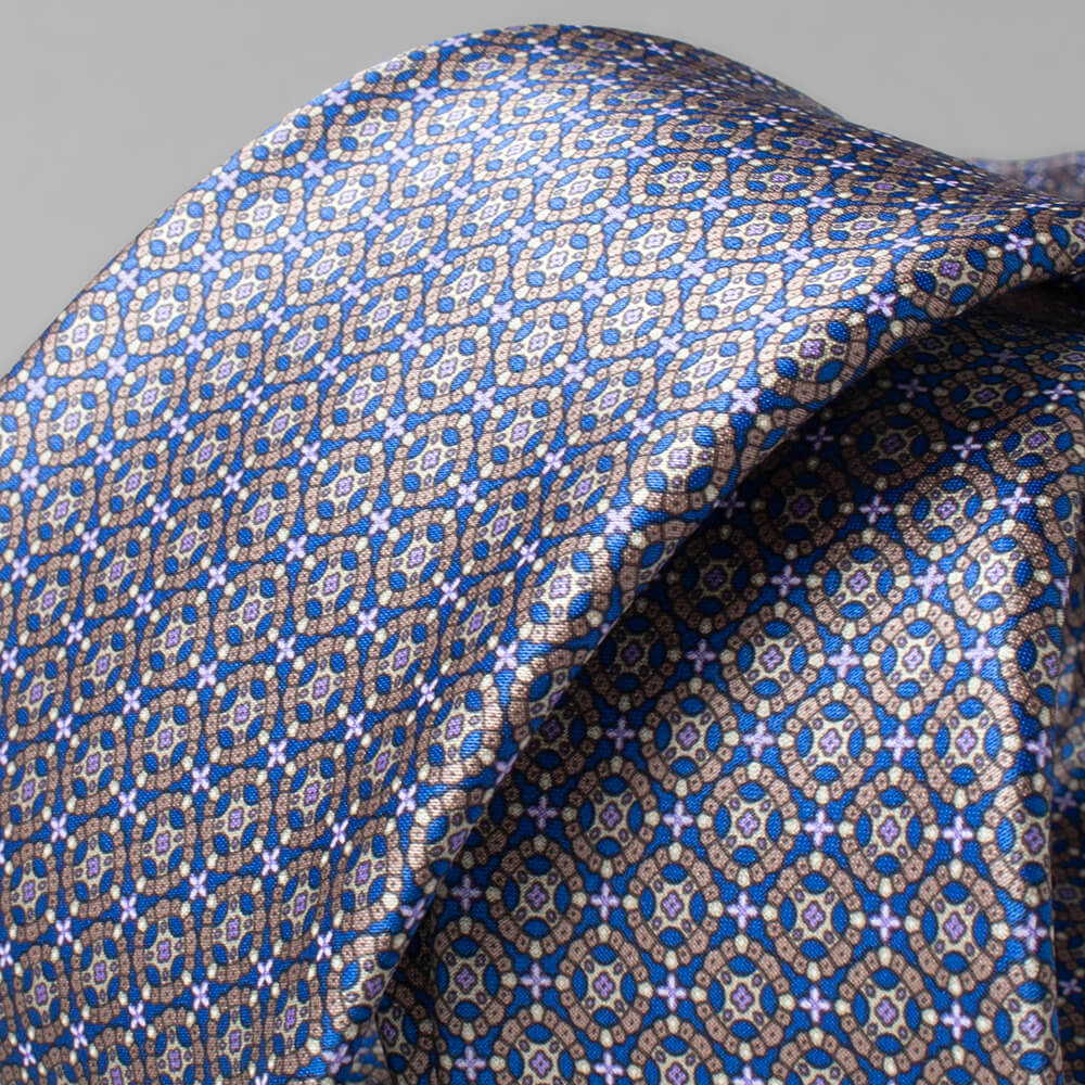 Stefano Ricci Tie | Silk Print Navy, Greige, Purple (ste00990)