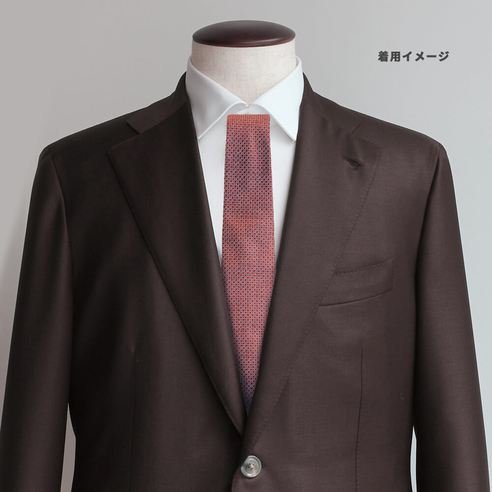 【ステファノリッチ】ネクタイ ｜シルク ジャカード オレンジ ブルー ホワイト (ste00998)