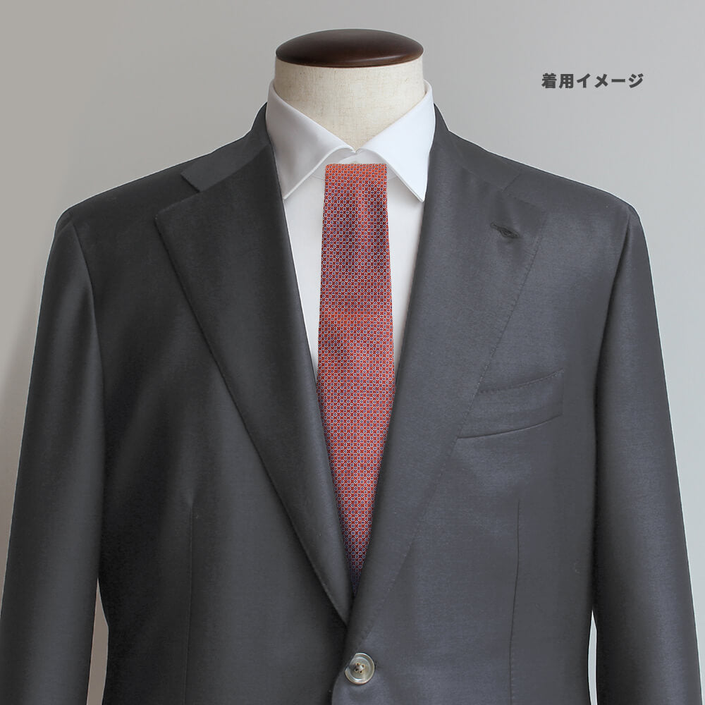 【ステファノリッチ】ネクタイ ｜シルク ジャカード オレンジ ブルー ホワイト (ste00998)