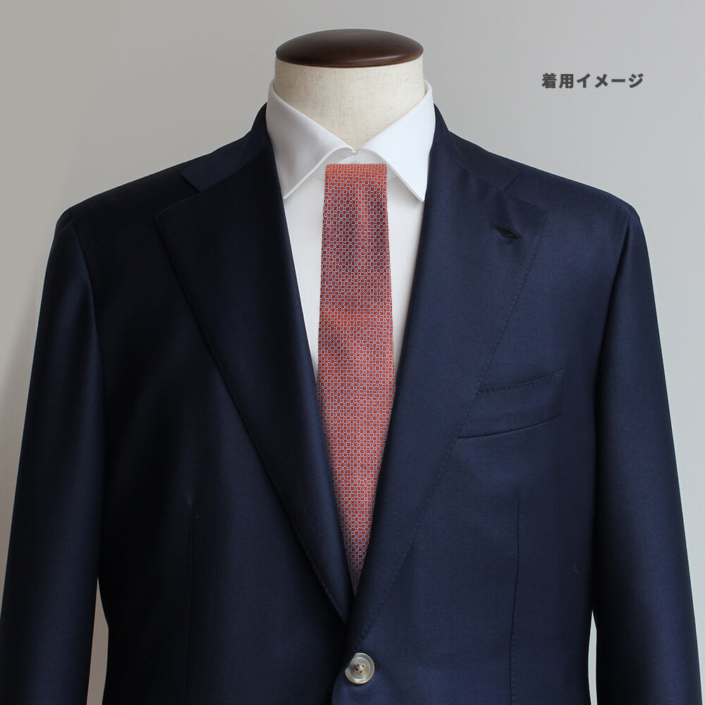 【ステファノリッチ】ネクタイ ｜シルク ジャカード オレンジ ブルー ホワイト (ste00998)