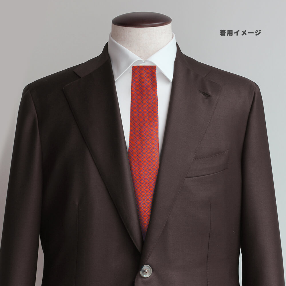 【ステファノリッチ】ネクタイ ｜シルク ジャカード オレンジ ブルー (ste00999)