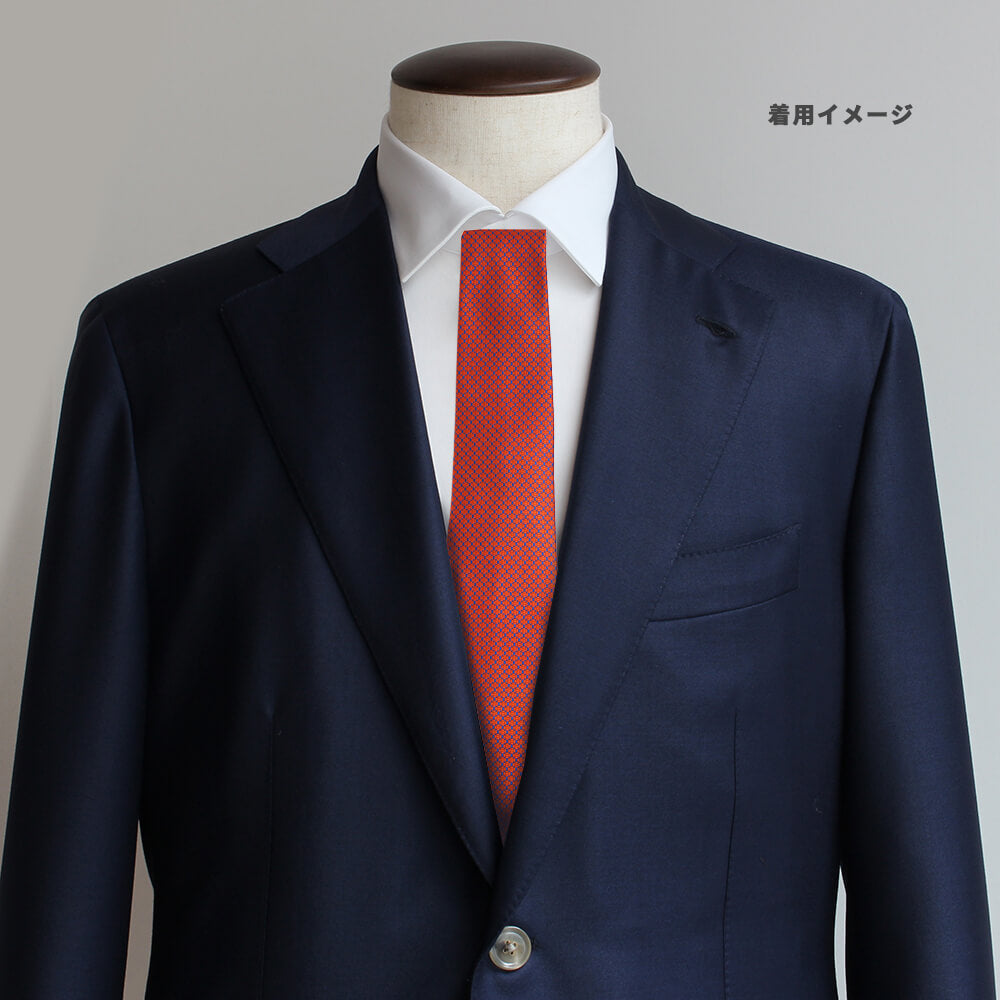 【ステファノリッチ】ネクタイ ｜シルク ジャカード オレンジ ブルー (ste00999)