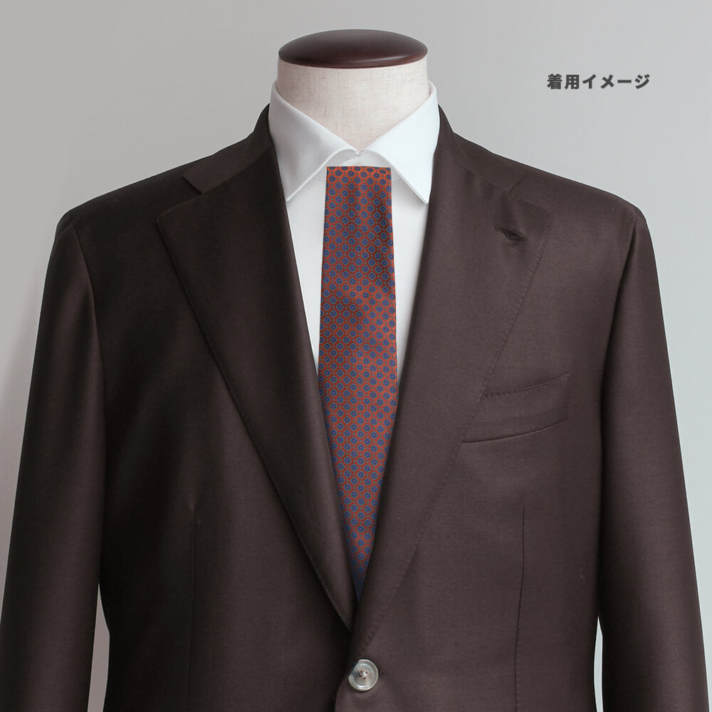 【ステファノリッチ】ネクタイ ｜シルク ジャカード オレンジ パープル 小紋 (ste01000)