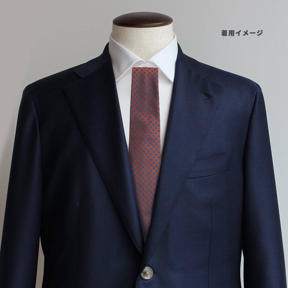 【ステファノリッチ】ネクタイ ｜シルク ジャカード オレンジ パープル 小紋 (ste01000)