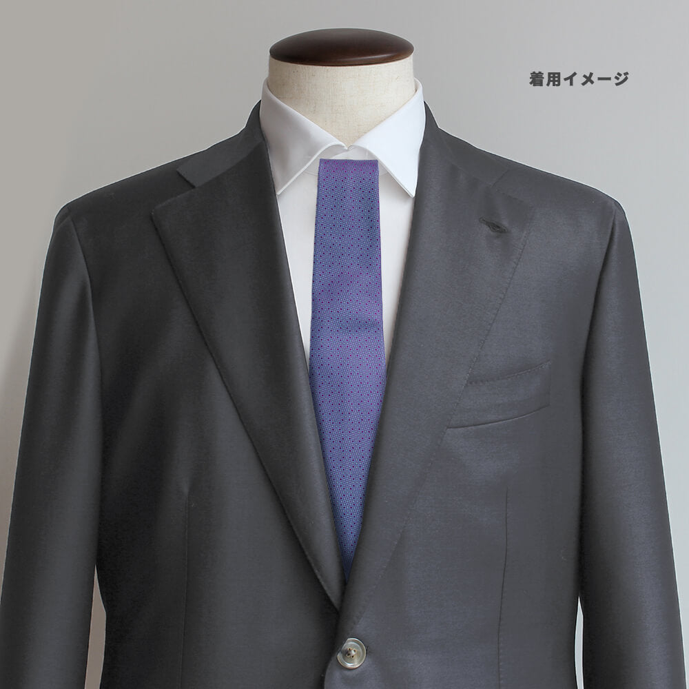 【ステファノリッチ】ネクタイ ｜シルク ジャカード ブルーグレー プラム パープル 小紋 (ste01003)