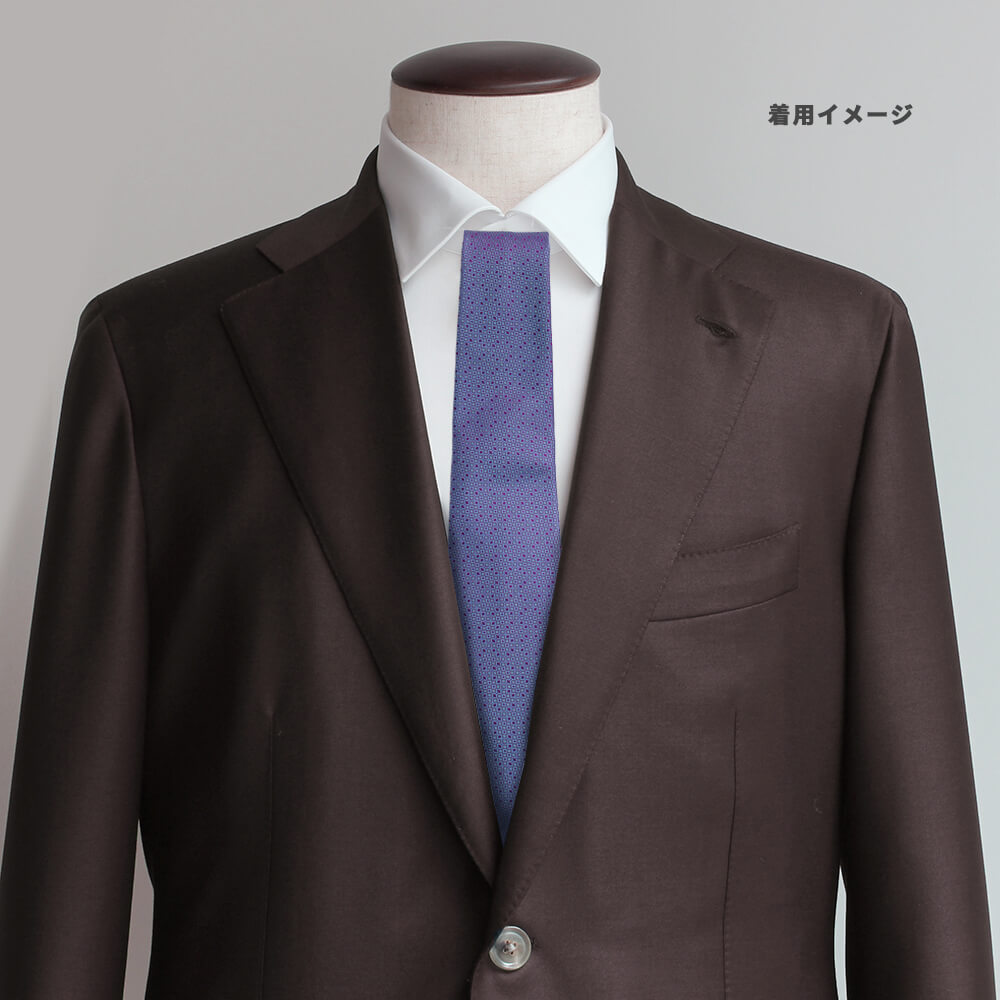 【ステファノリッチ】ネクタイ ｜シルク ジャカード ブルーグレー プラム パープル 小紋 (ste01003)