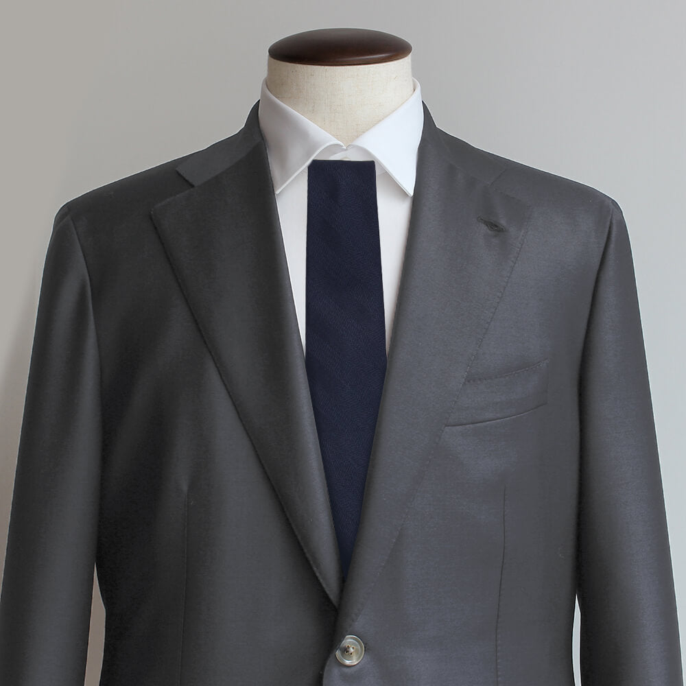 【ステファノリッチ】ネクタイ ｜シルク ジャカード ネイビー ヘリンボーン (ste01010)