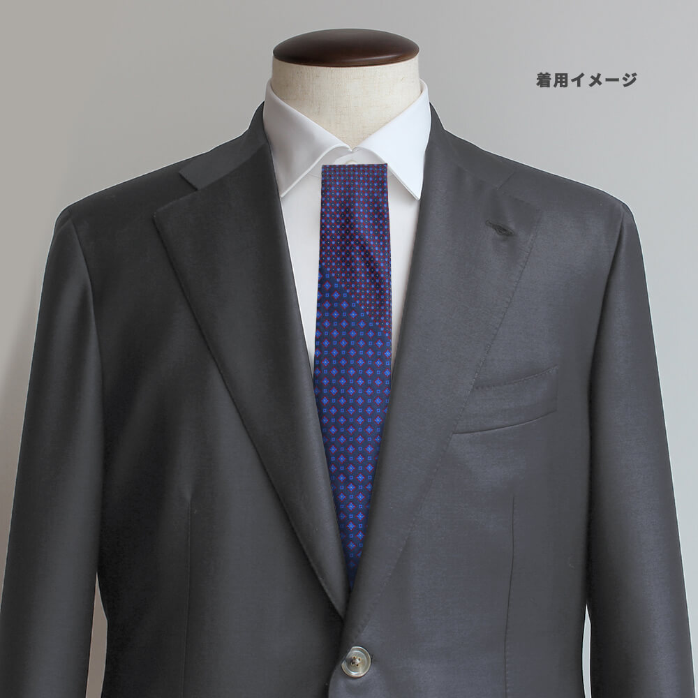 【ステファノリッチ】ネクタイ ｜シルク ジャカード パネル ネイビー レッド パネルコレクション (ste01011)