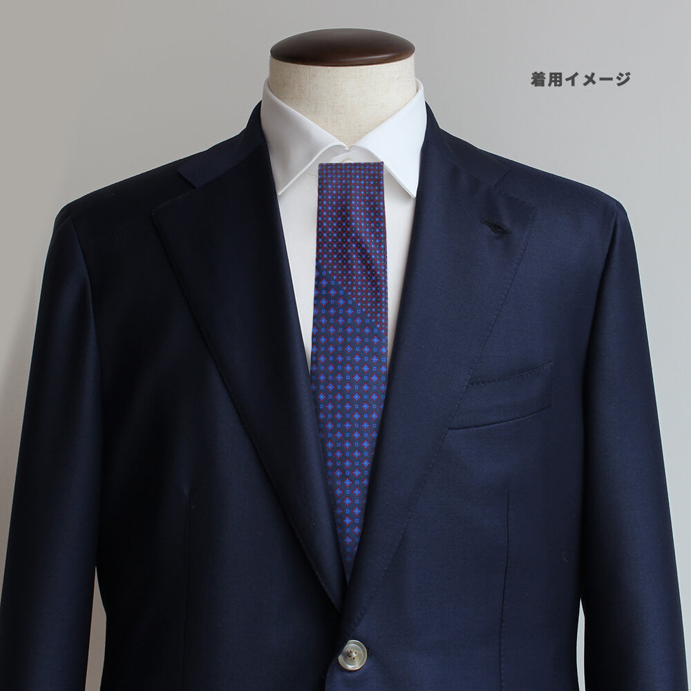 【ステファノリッチ】ネクタイ ｜シルク ジャカード パネル ネイビー レッド パネルコレクション (ste01011)