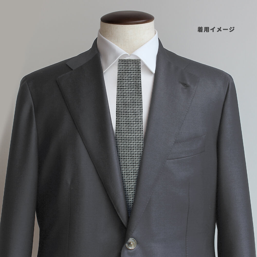 【ステファノリッチ】ネクタイ ｜シルク ジャカード ブラック シルバー (ste01012)