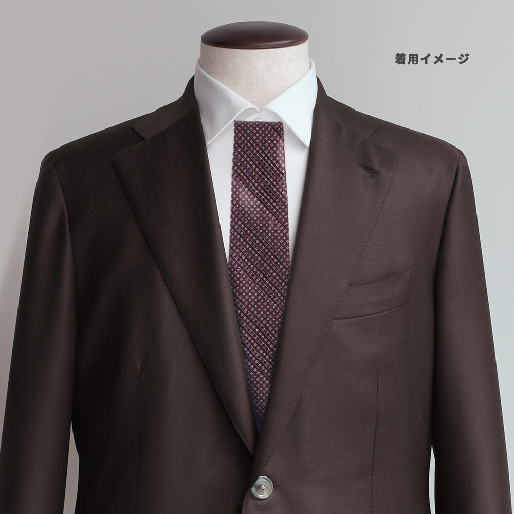 【ステファノリッチ】ネクタイ ｜シルク プリーツタイ パープル スモークプラム 小紋 (ste01022)