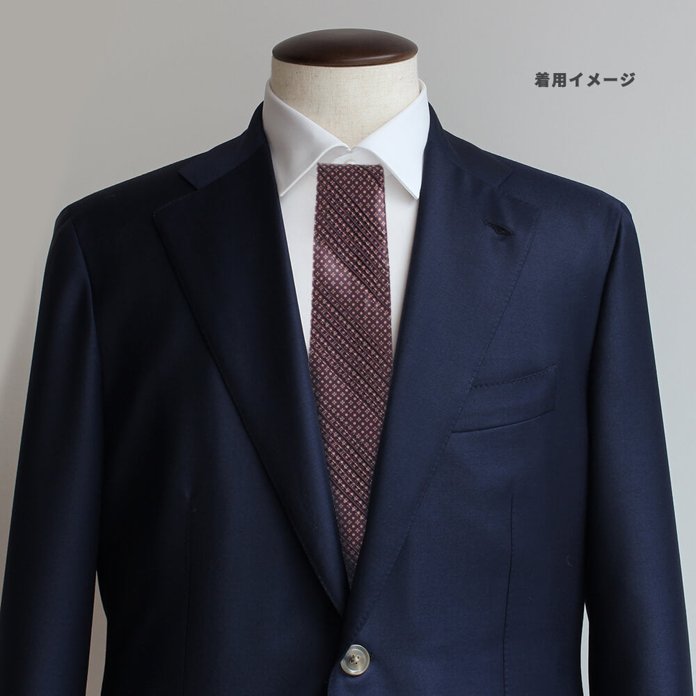 【ステファノリッチ】ネクタイ ｜シルク プリーツタイ パープル スモークプラム 小紋 (ste01022)