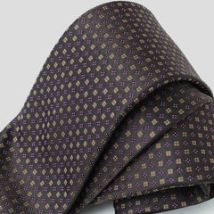 ステファノリッチ シルクジャカード 小紋柄 ネクタイ ダークブラウン×パープル / Stefano Ricci silk jacquard small pattern tie dark brown purple