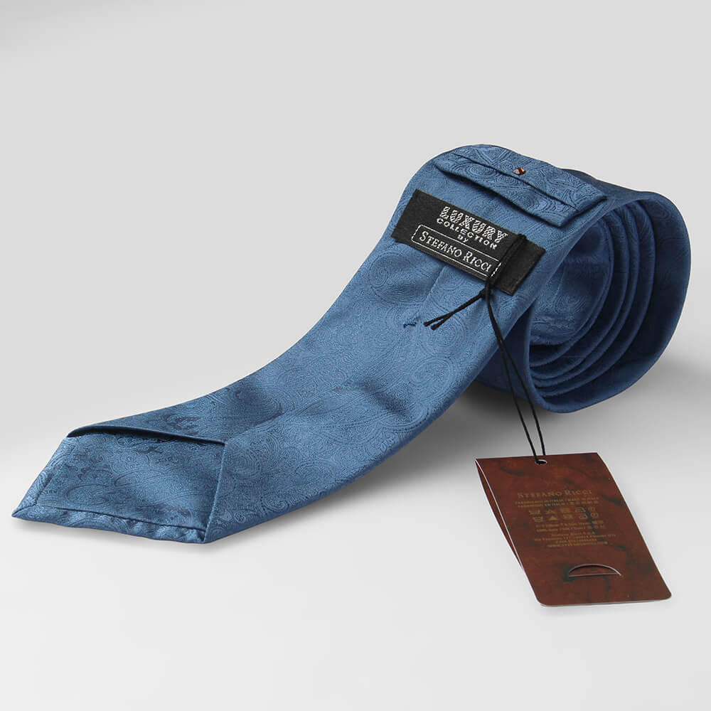 STEFANO RICCI ステファノリッチ ブルー ペイズリー ネクタイ 上品で