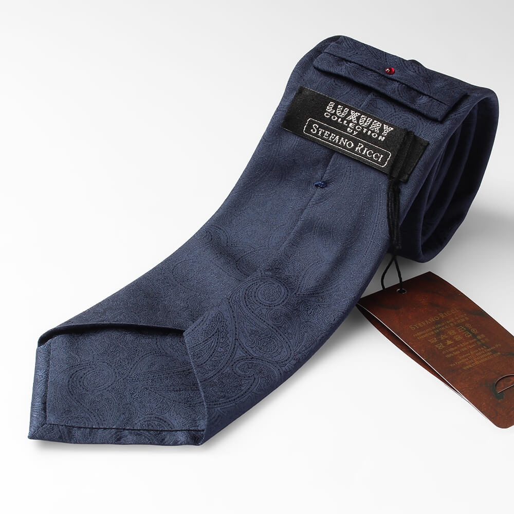 ステファノリッチ ペイズリー柄ネクタイ STEFANO RICCI ステファノリッチ ネイビー ペイズリー ネクタイ 上品で