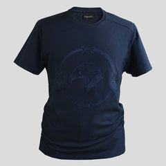 STEFANO RICCI Eagle Embroidered Crystal T-shirt Navy