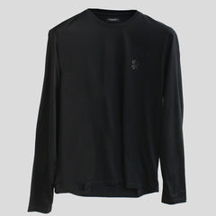 【STEFANO RICCI／ステファノリッチ】SRレタリングクリスタルガラスロゴ ロングＴシャツ 長袖 ブラック