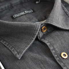 【STEFANO RICCI／ステファノリッチ】デニムシャツ メタルボタン シャツアウター 長袖 ブラックグレー
