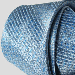 [STEFANO RICCI] Silk Pleated Printed Tie, Light Blue Classic Mosaic Pattern (ste01252)