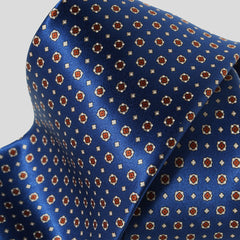 [STEFANO RICCI] Silk Print Necktie, Small Pattern, Navy Blue x Orange Brown (ste01290)
