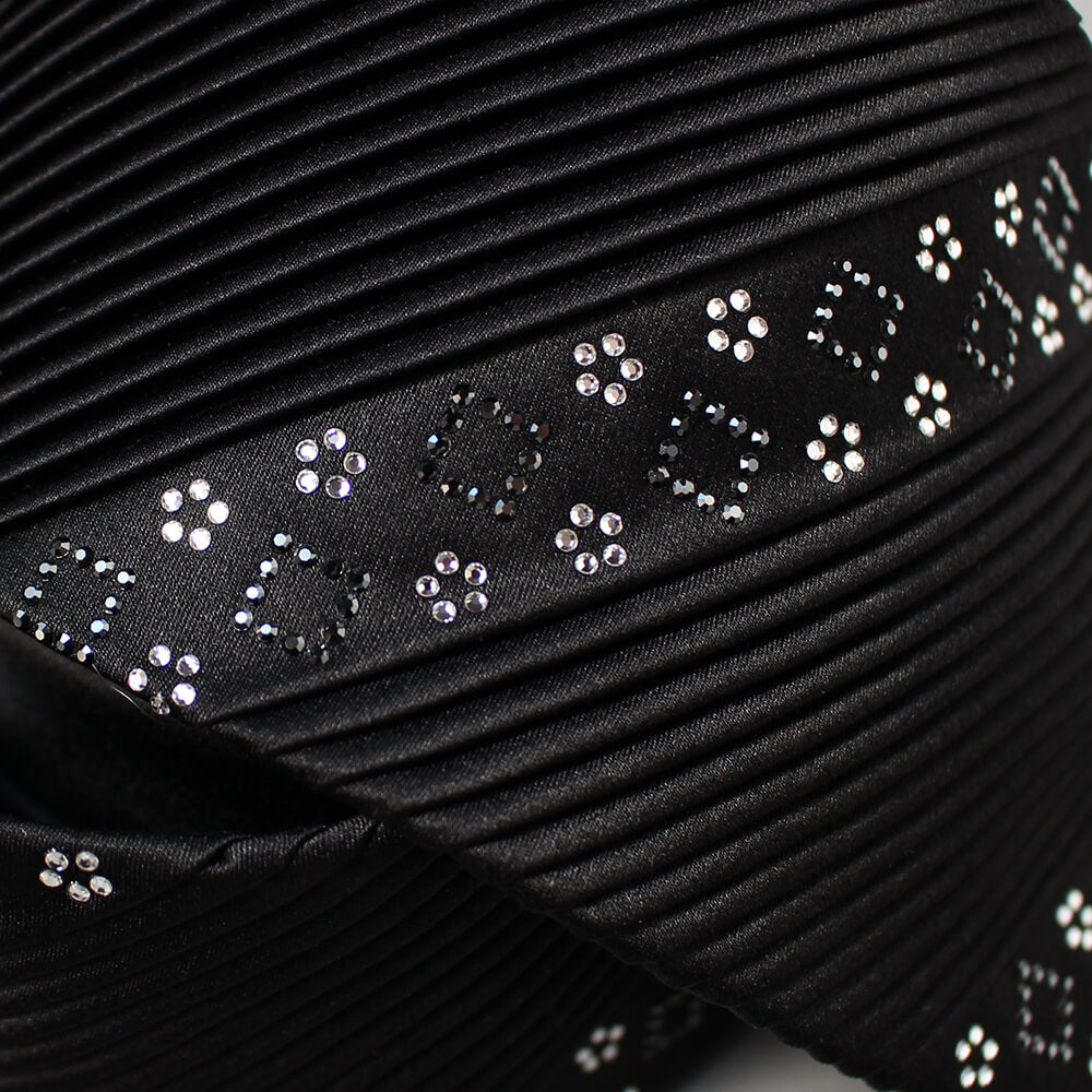 [Stefano Ricci] Tie | Silk pleated crystal embellishment black (ste00931)