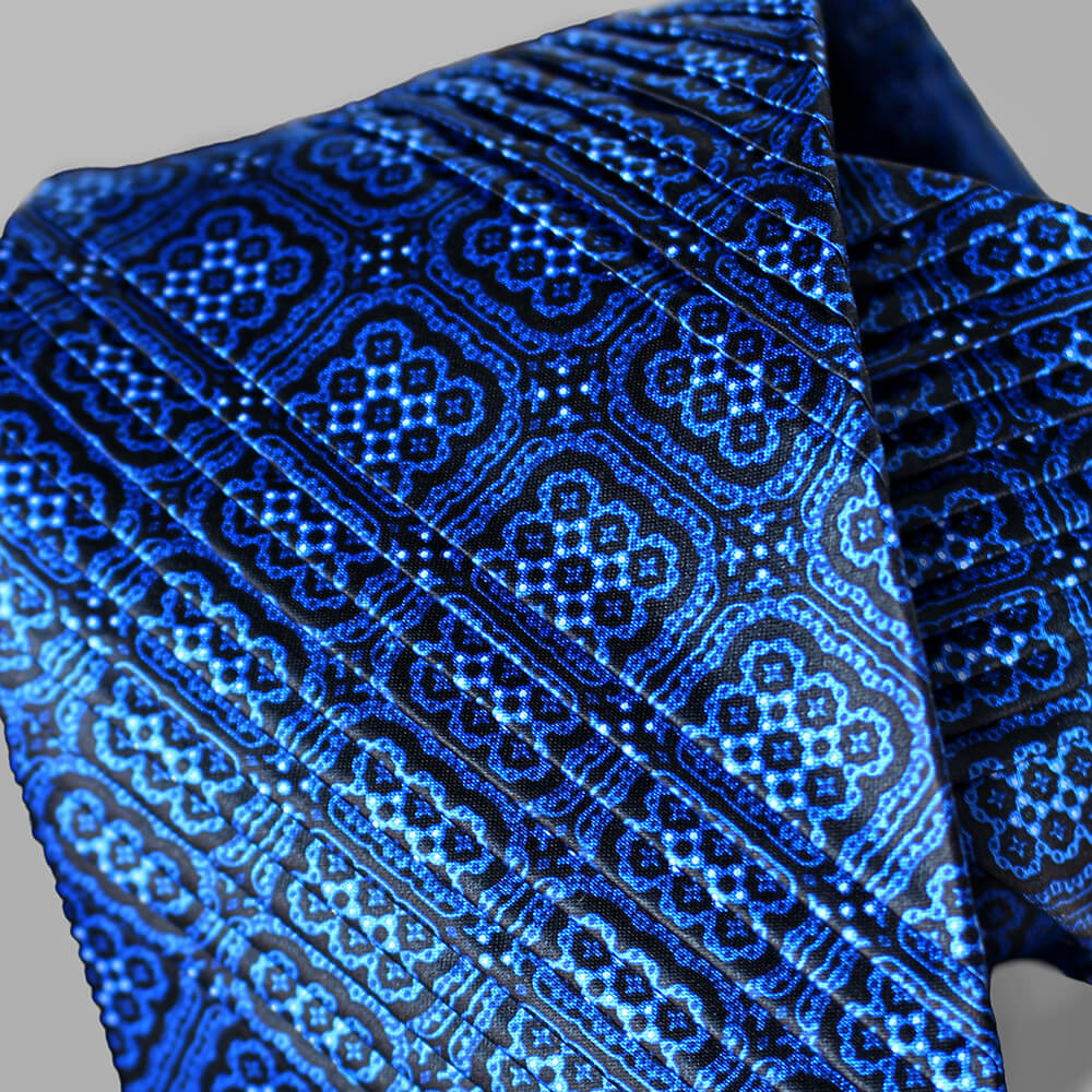 ステファノリッチ ネクタイ シルク プリーツタイ ネイビー ブルー 幾何