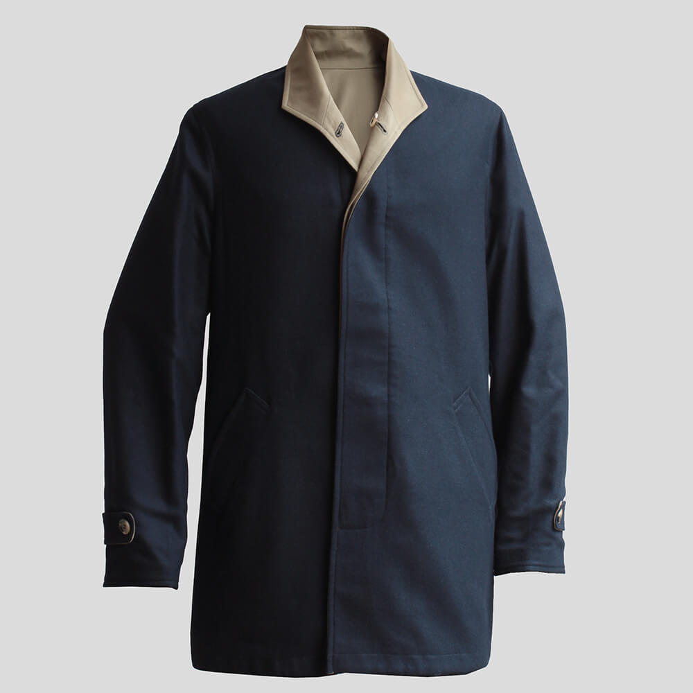 【フストヒメーノ】リバーシブルコート カシミヤ コットン ネイビー ベージュ (jus0005)