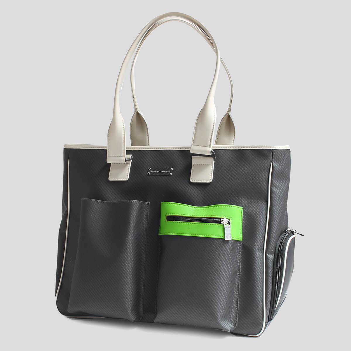 [TecknoMonster] Shoulder tote bag with shoe storage, golf bag, gym bag, travel bag, natural green tec00332