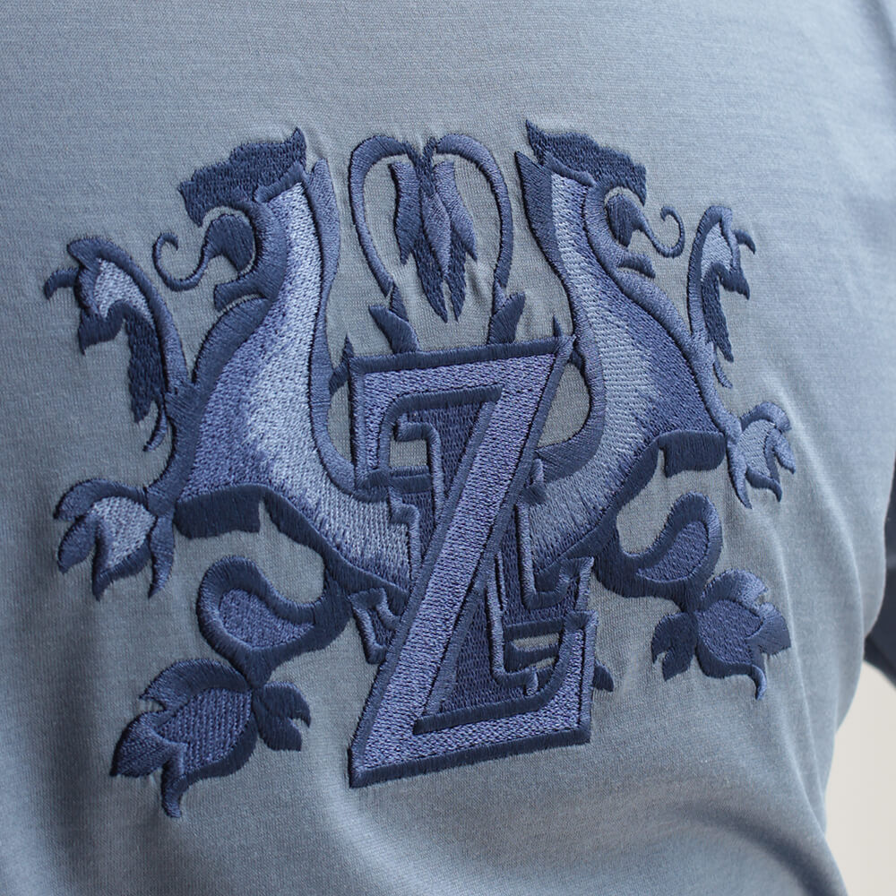 【ZILLI／ジリー】Tシャツ コットン 刺繍入り ネイビー ブルー zil02313