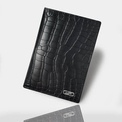 【 ZILLI 】Alligator and calf leather passport case, Black (zil02376)