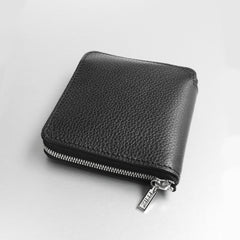 【ZILLI／ジリー】ラウンドコンパクトウォレット 財布 ファスナー カーフレザー ブラック (zil02453)