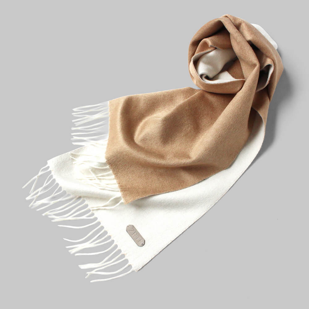 ZILLI／ジリー】カシミヤシルクバイカラーマフラー キャメル