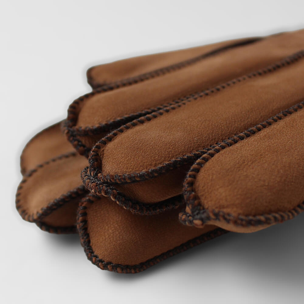 【ZILLI／ジリー】ラムスキンスエードグローブ ブラウン  (zil02462)