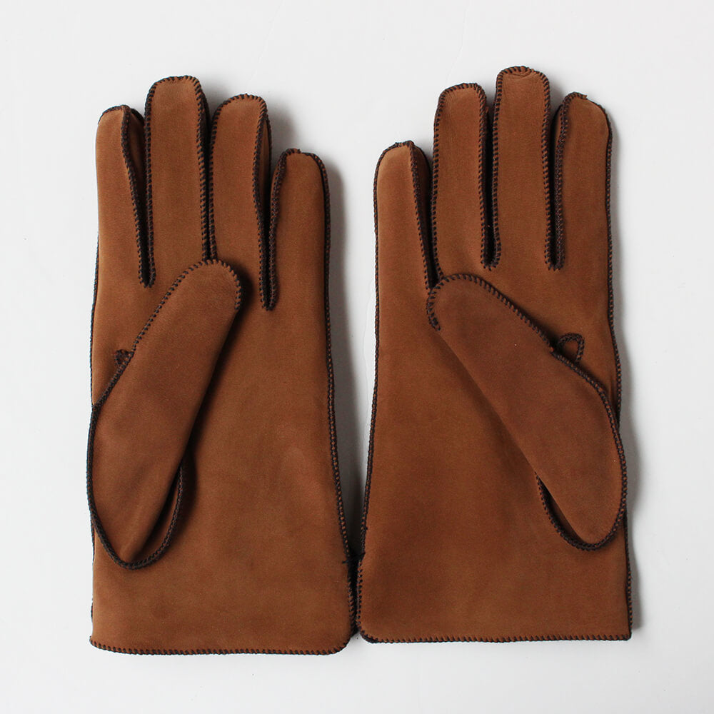 【ZILLI／ジリー】ラムスキンスエードグローブ ブラウン  (zil02462)
