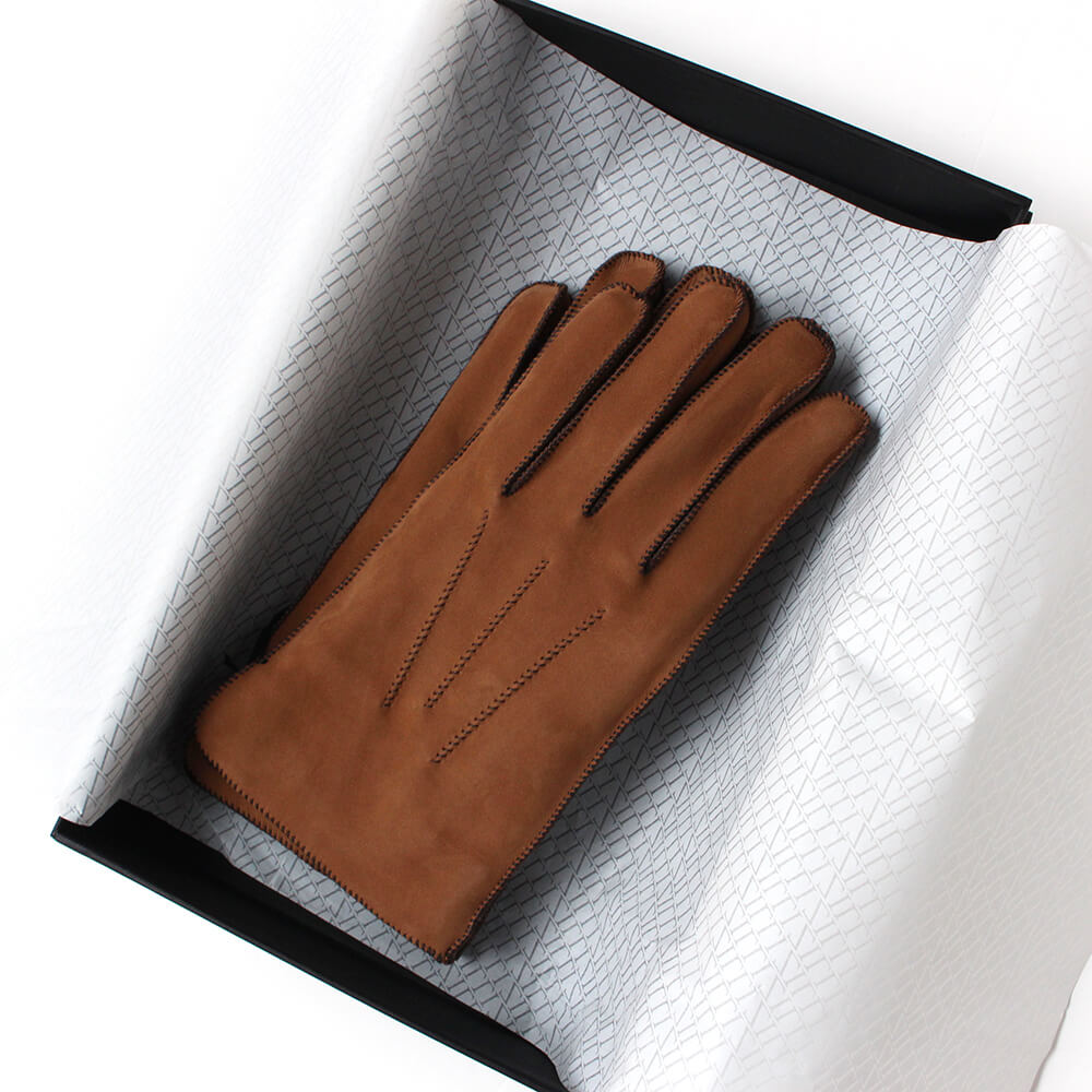 【ZILLI／ジリー】ラムスキンスエードグローブ ブラウン  (zil02462)