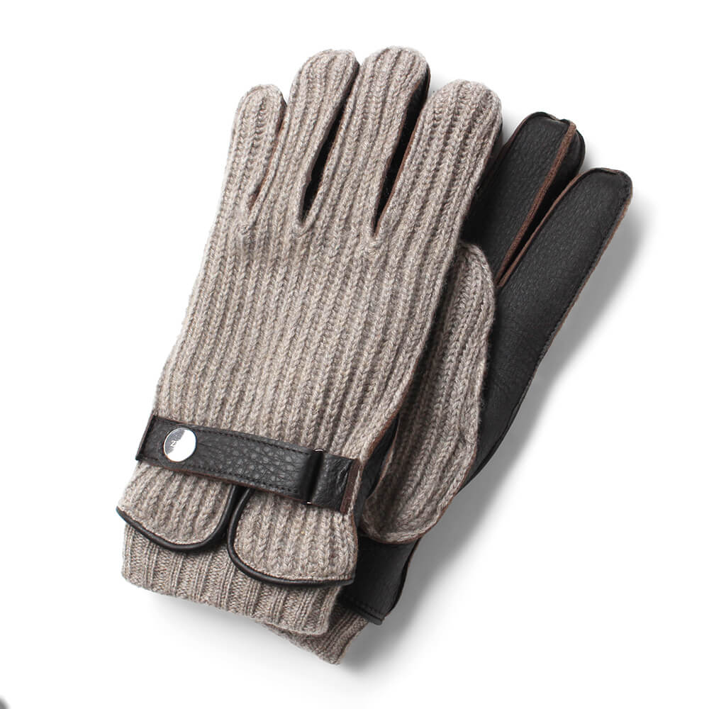 【ZILLI／ジリー】ニットディアスキングローブ モカブラウン  (zil02463)