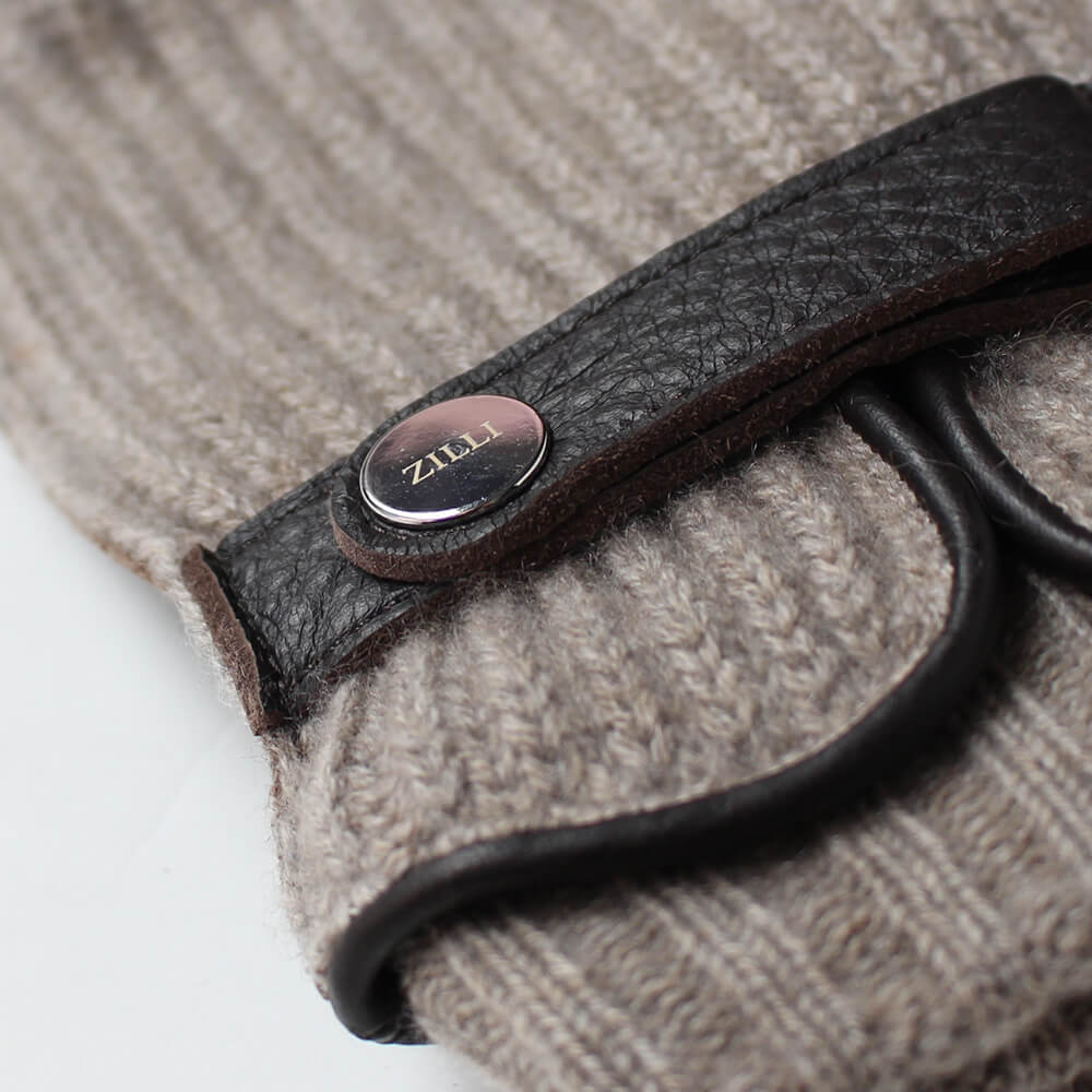 【ZILLI／ジリー】ニットディアスキングローブ モカブラウン  (zil02463)