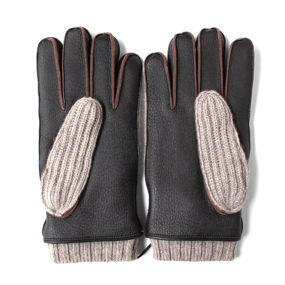 【ZILLI／ジリー】ニットディアスキングローブ モカブラウン  (zil02463)