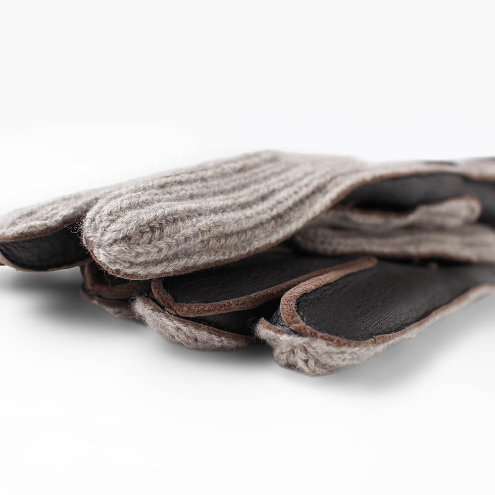 【ZILLI／ジリー】ニットディアスキングローブ モカブラウン  (zil02463)