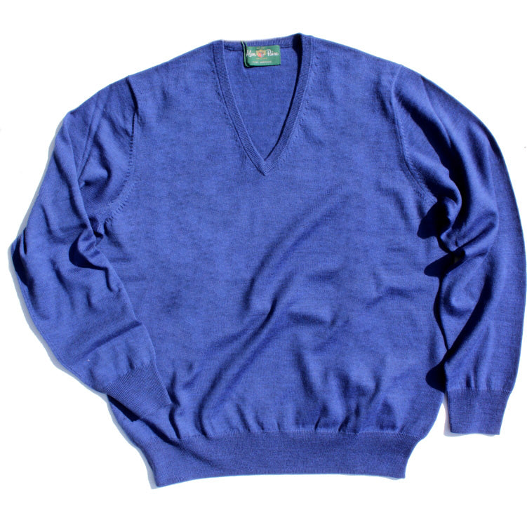 ALAN PAINE／アランペイン ウールニットセーター ブルー 大きいサイズ ala00008
