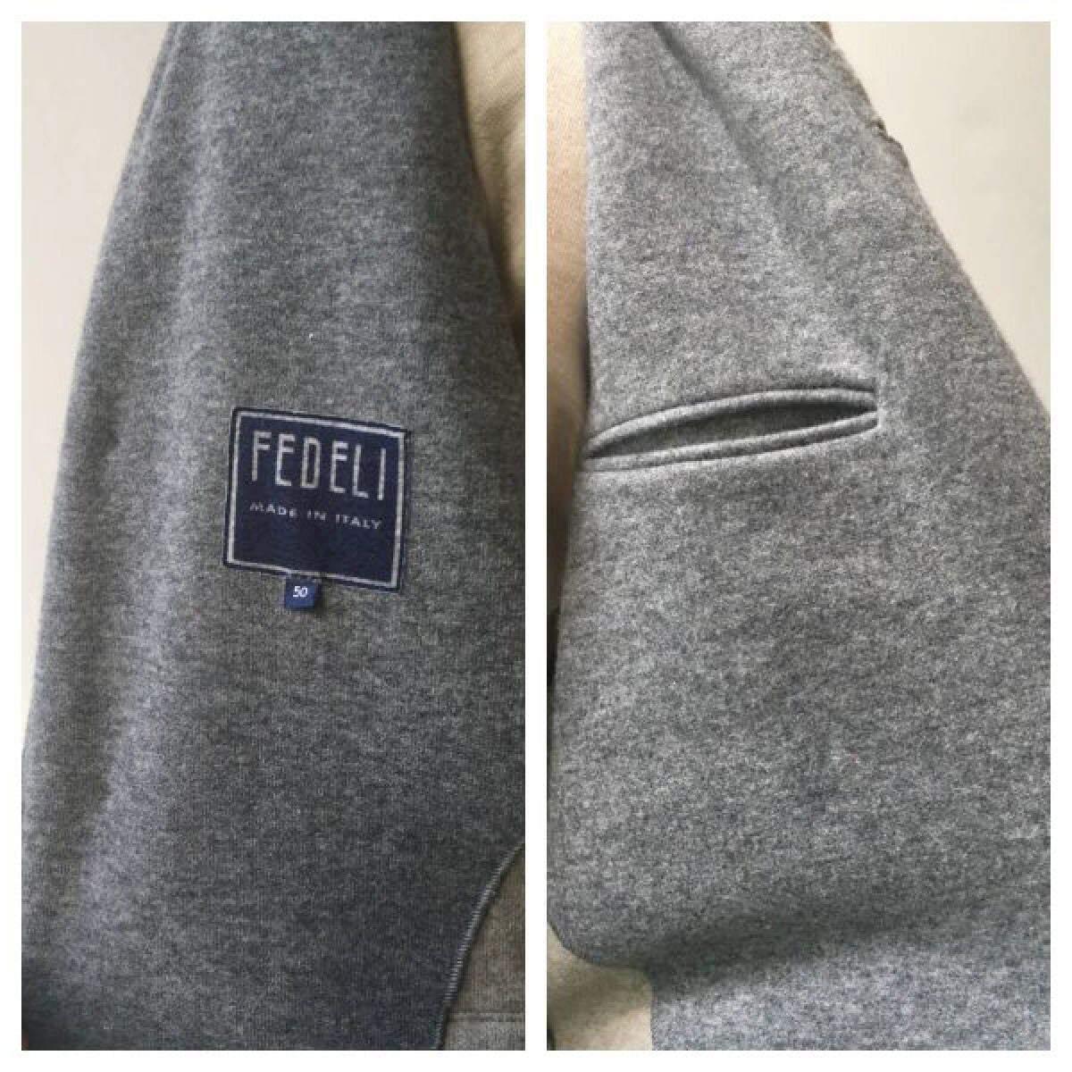 [FEDELI] Cashmere knit jacket, grey, fed00135