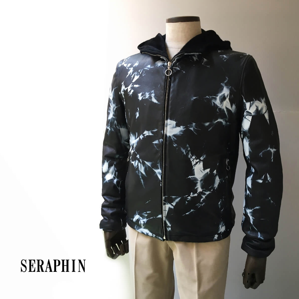 SERAPHIN／セラファン レザーブルゾン ディアスキン ブラック ser0010