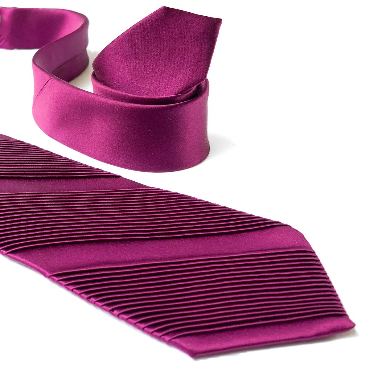 [STEFANO RICCI] Pleated tie, solid tie, plain, rose burgundy, ste00324 